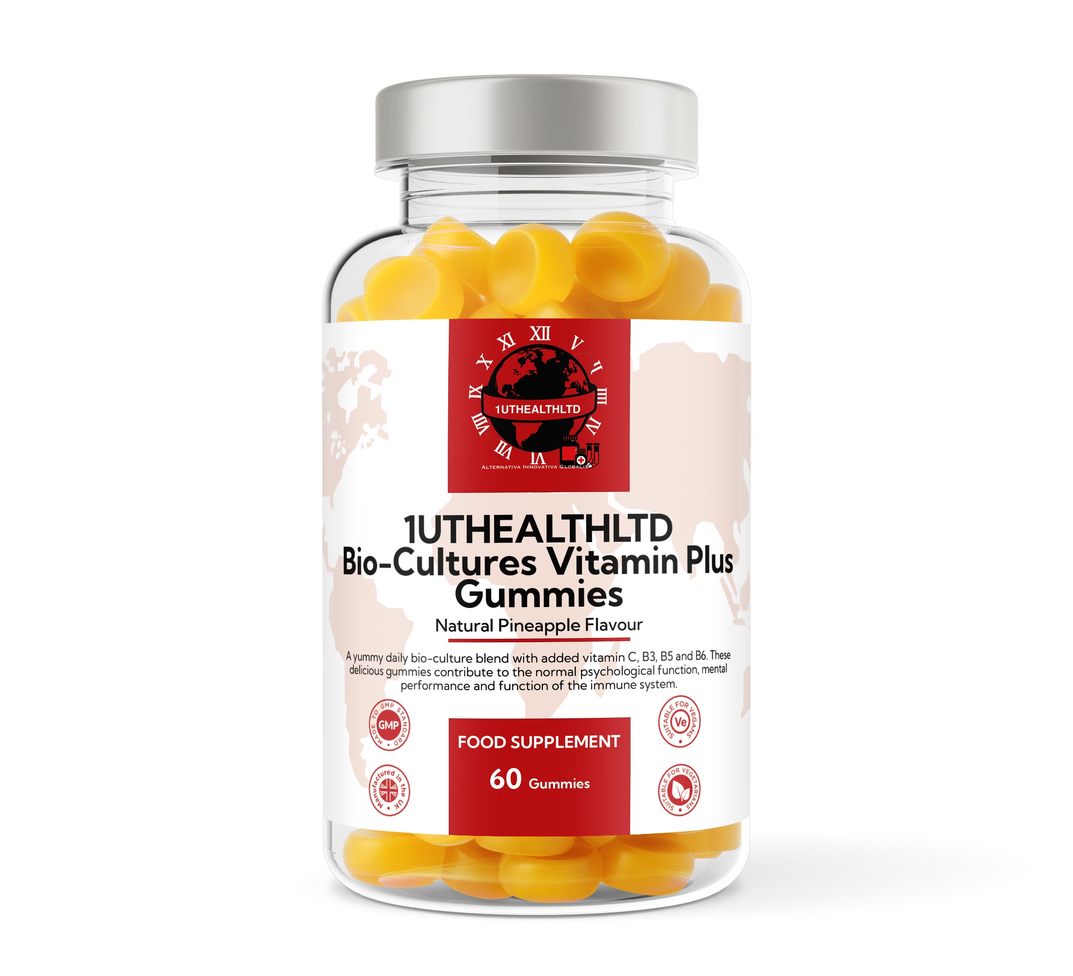 Probiotics + Vitamins for Kids & Adults | Pineapple Flavour | 60 Gummies