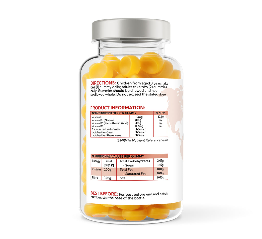 Probiotics + Vitamins for Kids & Adults | Pineapple Flavour | 60 Gummies