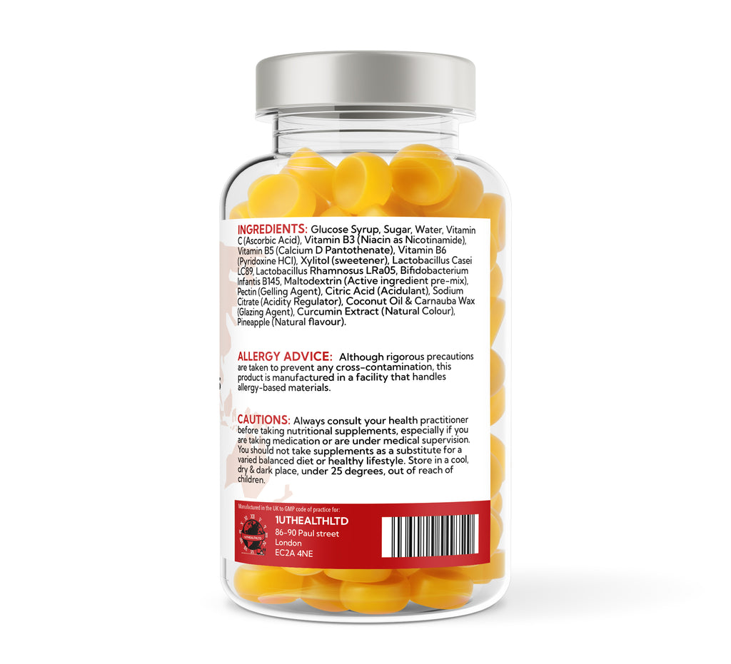 Probiotics + Vitamins for Kids & Adults | Pineapple Flavour | 60 Gummies