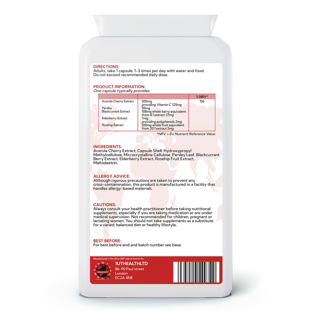 Vitamin C Acerola Immune Complex (Food Form) | 120 Capsules