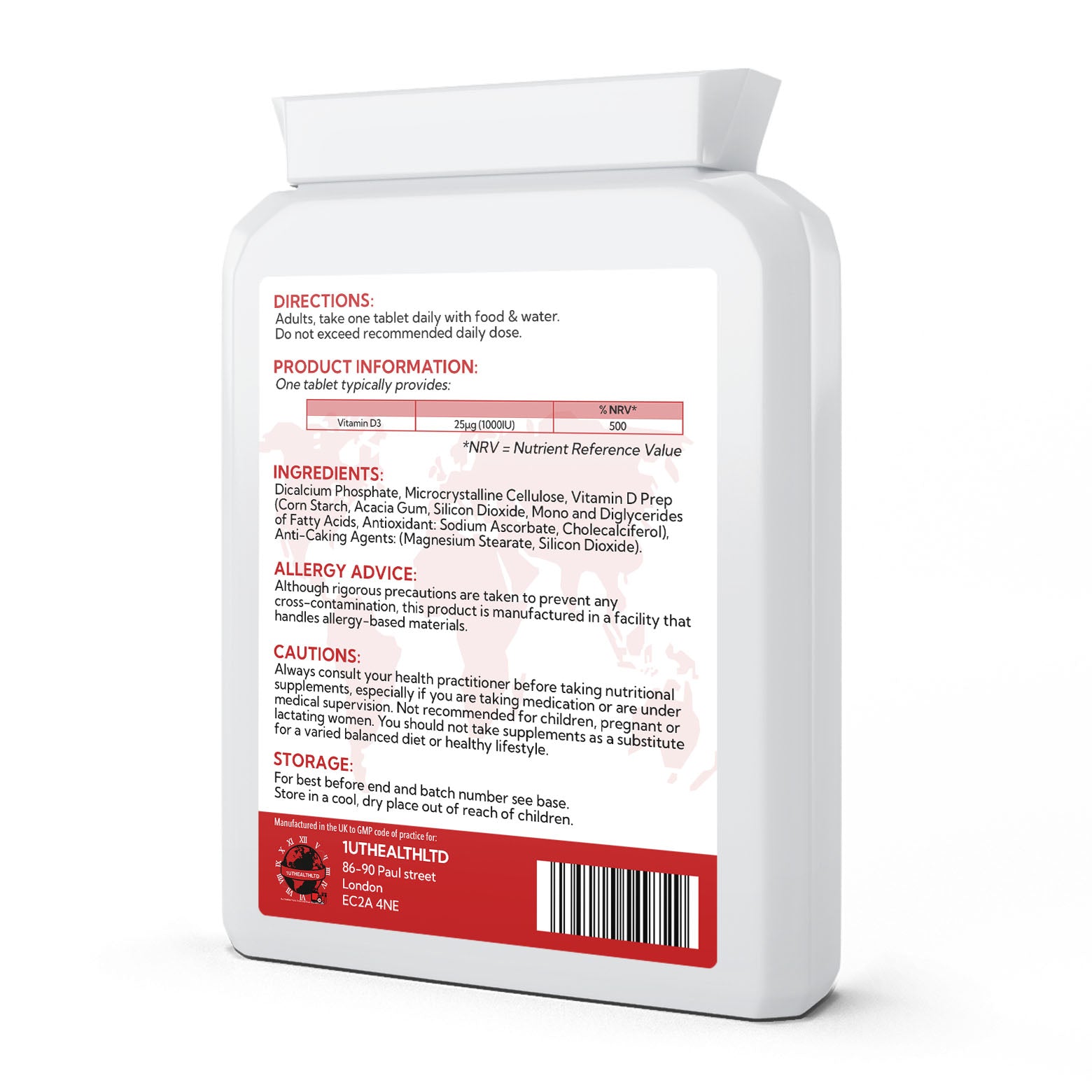 Vitamin D3 | 25μg (1000IU) | 180 Vegan Tablets