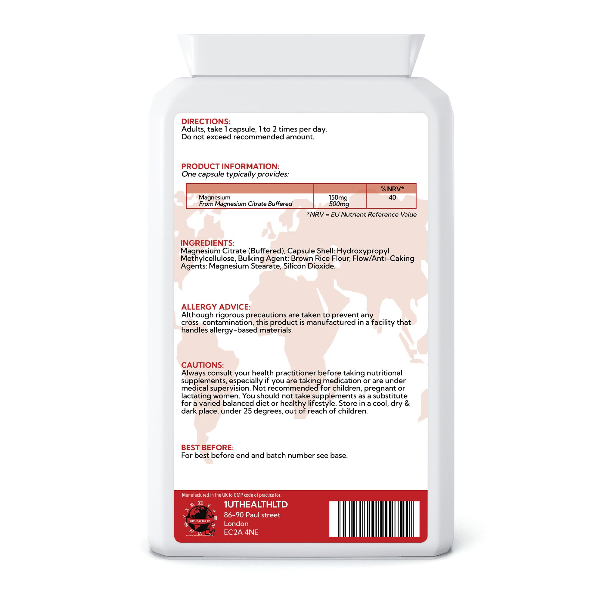 Magnesium Citrate | 500mg | 120 Capsules